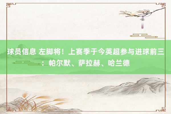 球员信息 左脚将！上赛季于今英超参与进球前三：帕尔默、萨拉赫、哈兰德