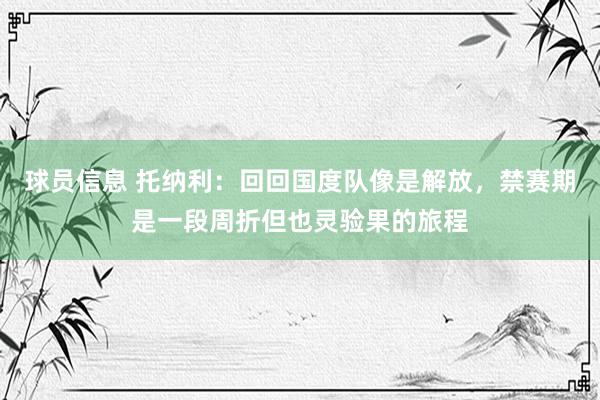 球员信息 托纳利：回回国度队像是解放，禁赛期是一段周折但也灵验果的旅程