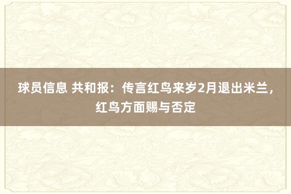 球员信息 共和报：传言红鸟来岁2月退出米兰，红鸟方面赐与否定