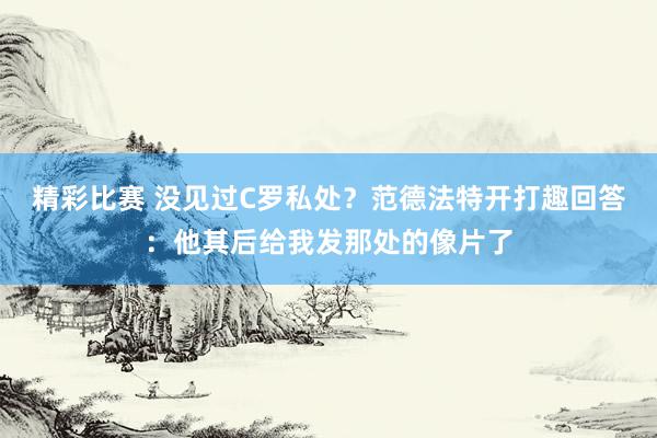 精彩比赛 没见过C罗私处？范德法特开打趣回答：他其后给我发那处的像片了