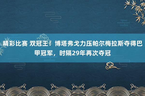 精彩比赛 双冠王！博塔弗戈力压帕尔梅拉斯夺得巴甲冠军，时隔29年再次夺冠