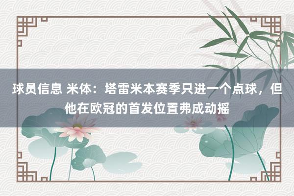 球员信息 米体：塔雷米本赛季只进一个点球，但他在欧冠的首发位置弗成动摇