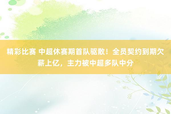 精彩比赛 中超休赛期首队驱散！全员契约到期欠薪上亿，主力被中超多队中分