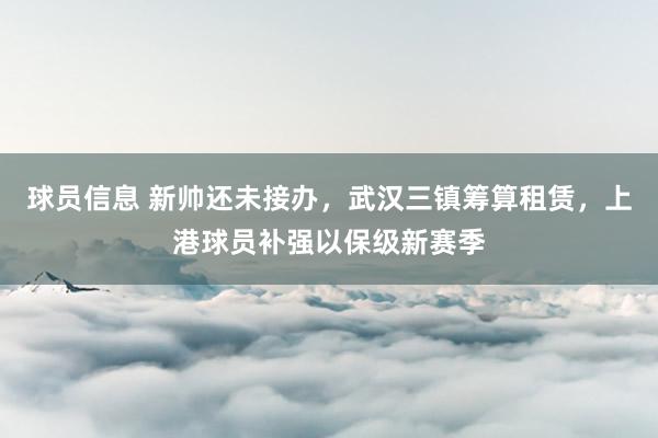 球员信息 新帅还未接办，武汉三镇筹算租赁，上港球员补强以保级新赛季