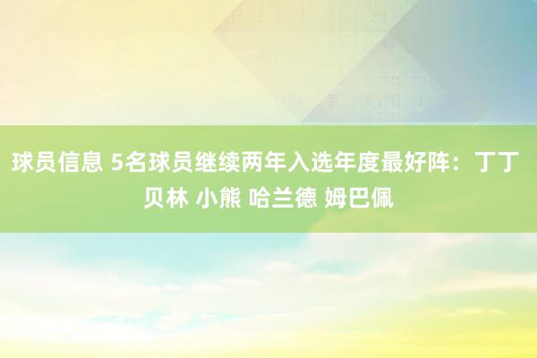 球员信息 5名球员继续两年入选年度最好阵：丁丁 贝林 小熊 哈兰德 姆巴佩